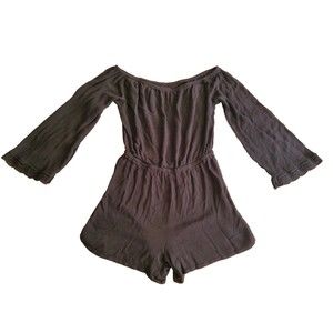 MOSSIMO Women XS‎ Romper Black Bell Sleeve Off The Shoulder Elastic Waist Cute